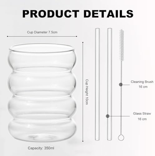  Twoant Wassertrinkbecher mit Gewinde 350ml 2er Set für Cocktails und Partyveranstaltungen
| Twoant Wellenförmige Trinkb