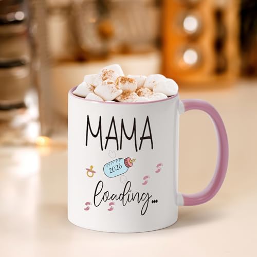 Joymaking Rosa Kaffeetasse für schwangere Frauen - Geschenk für werdende Mütter - Mama Loading 2026