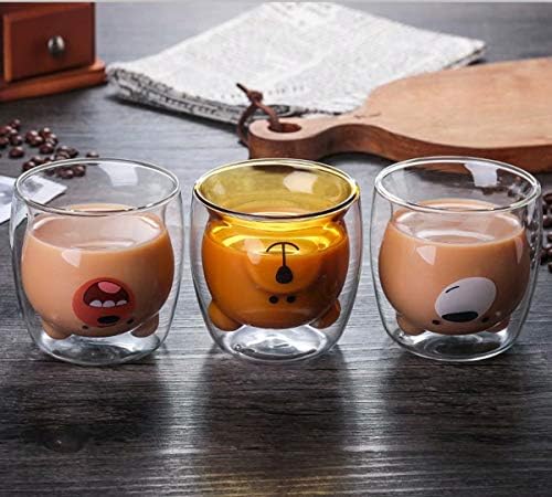 Süßes Bier-Tasse-Dualwandiges Glaskoffe Teekannen Isolationsbecher Bär Katze