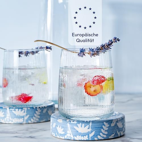  KONZEPT Geriffelte Trinkgläser 320 ml, spülmaschinenfest für Haus und Gäste
| KONZEPT Wasserglüsse Set 6 teilig 320 ml,