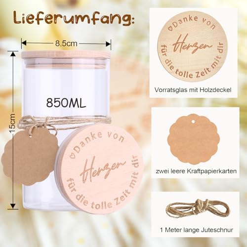 Abschiedsgeschenk Kollegen Vorratsglas Holzdeckel Dankeschön Weihnachten Kita Kindergarten